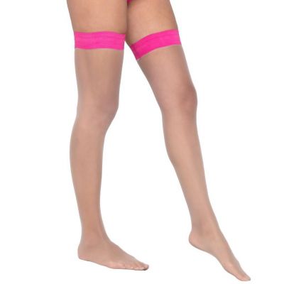 Colored Top Stay Up Stockings Silicone Sheer Thigh Highs Hosiery Nude Pink 539